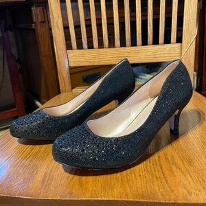 DeBlossom Black Glitter Heels - Size 8 1/2